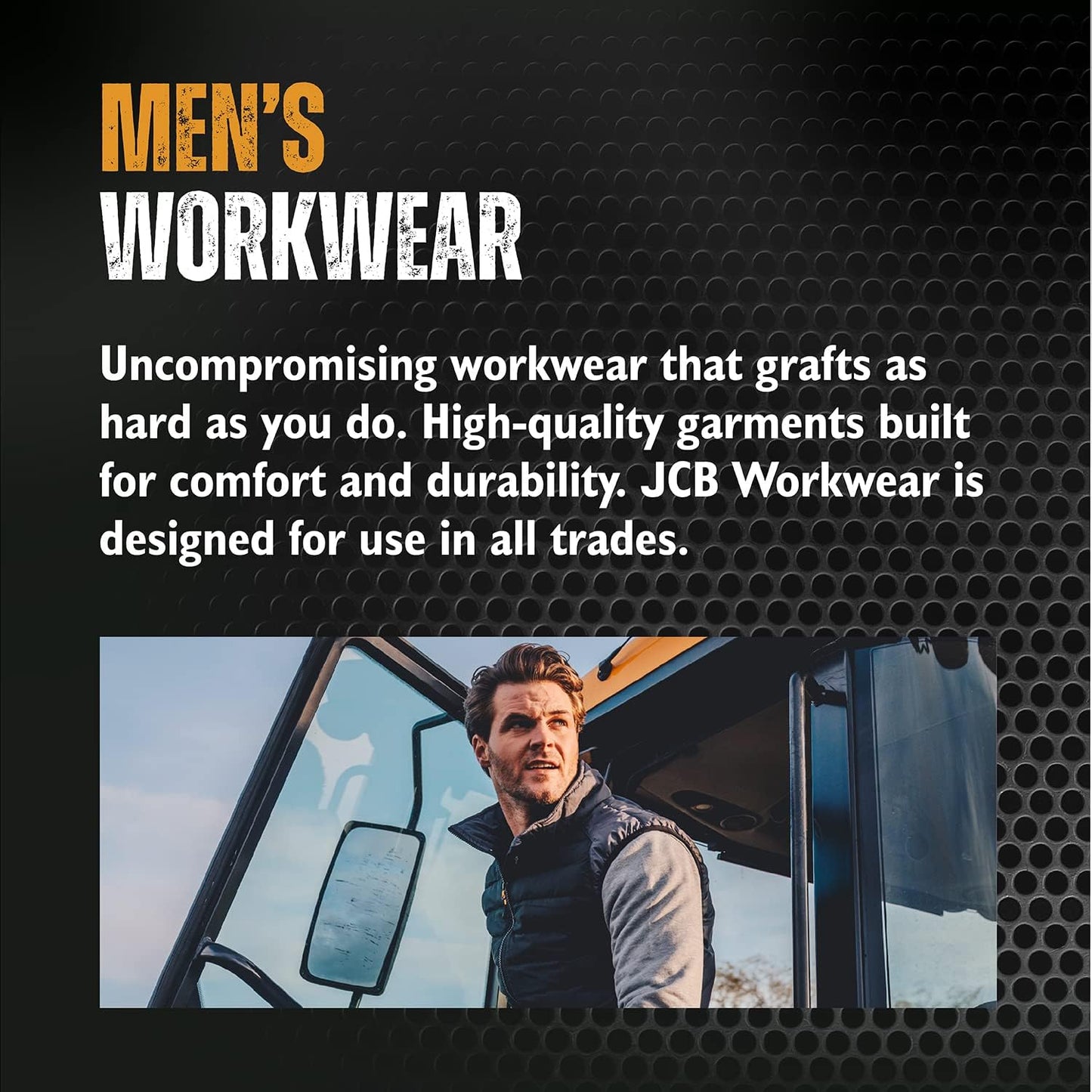 JCB - Trade Work Hoodie, XXX-Large - Made with 80% Cotton & 20% Polyester - Hoodies for Men Branding Details - Mens Clothes - Cordura Fabric Elbow Patches - 320gsm - Grey