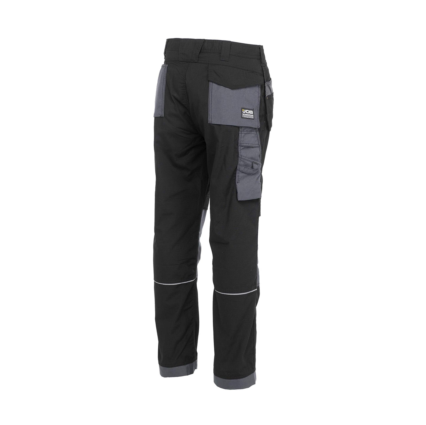 JCB - Mens Work Trousers - Cargo Trouser Men - Trade Plus Rip Stop Trousers for Men - Regular Leg - Black/Grey - Size 32