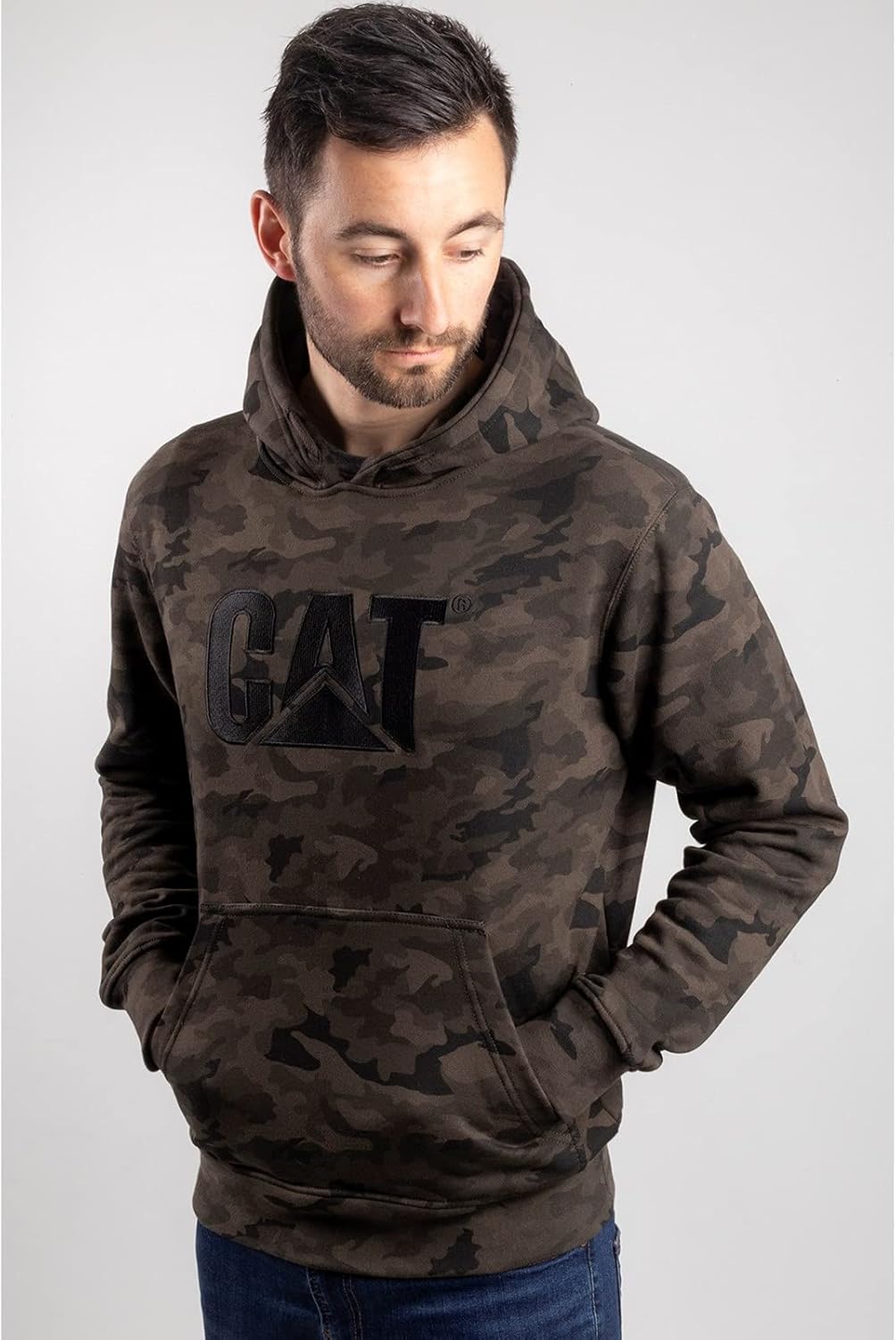 Caterpillar Mens Trademark Hooded Logo Work Sweatshirt