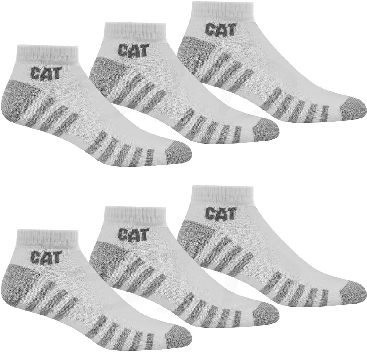 Caterpillar 6 Pairs of Cat Work Light Sneakers | Trainer Socks | Sizes 39-50 | Thin Ankle High Reinforced Socks, 6 pairs of white, 39-42