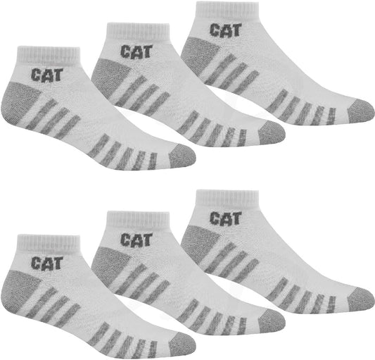 Caterpillar 6 Pairs of Cat Work Light Sneakers | Trainer Socks | Sizes 39-50 | Thin Ankle High Reinforced Socks, 6 pairs of white, 39-42