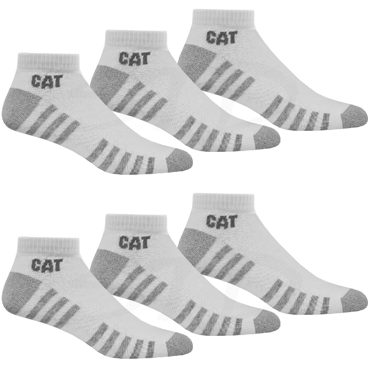 Caterpillar 6 Pairs of Cat Work Light Sneakers | Trainer Socks | Sizes 39-50 | Thin Ankle High Reinforced Socks, 6 pairs of white, 43-46