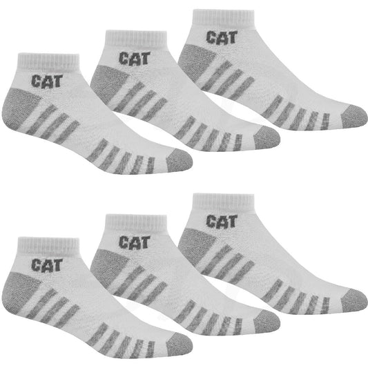 Caterpillar 6 Pairs of Cat Work Light Sneakers | Trainer Socks | Sizes 39-50 | Thin Ankle High Reinforced Socks, 6 pairs of white, 43-46