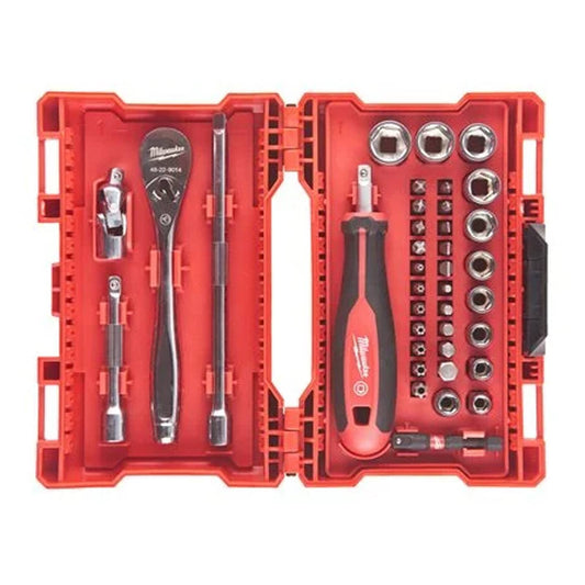 Milawaukee Ratchet, Socket and Bit Set 1/4 Inch 38 Pieces