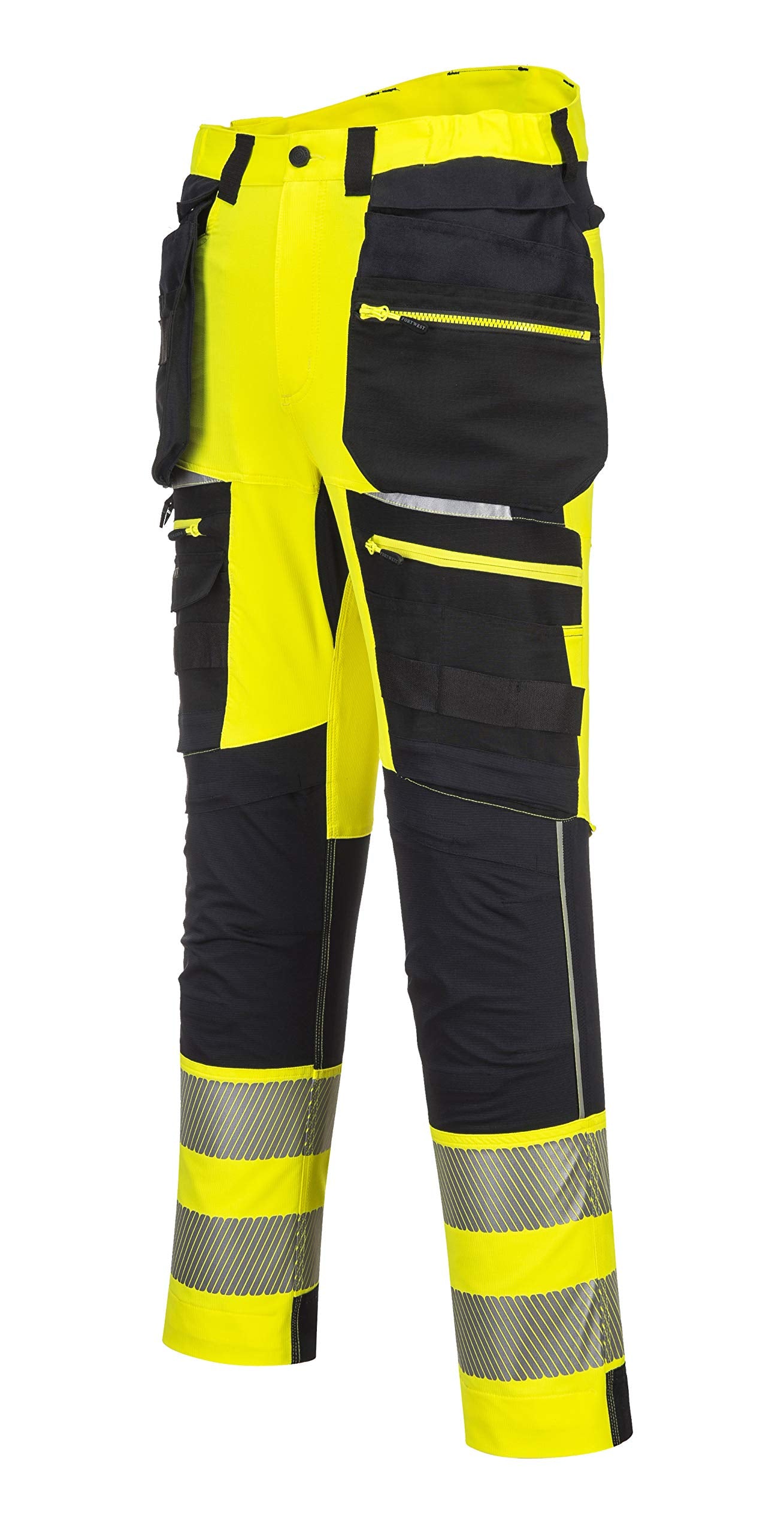 Portwest DX4 Hi-Vis Detachable Holster Pocket Trouser, Size: 32, Colour: Yellow/Black, DX442YBR32