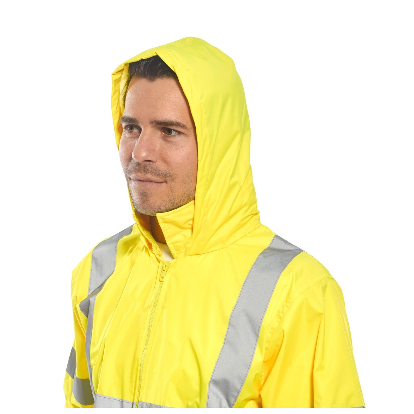 Portwest H440 Men's Waterproof Hi Vis Rain Jacket - Reflective Lightweight Safety Workwear with Pockets and Hood Orange, 4X-Large