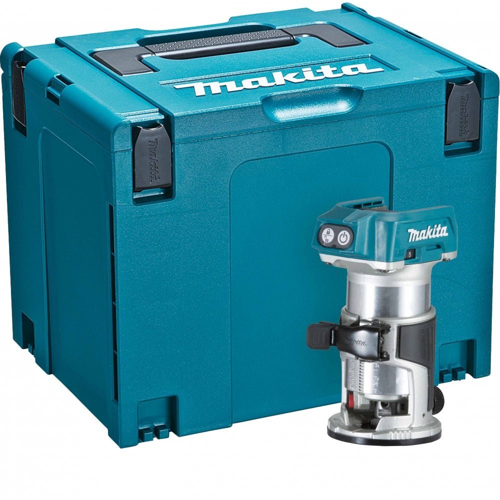 Makita DRT50ZJ 18V Li-Ion LXT Brushless Router Trimmer Supplied in A Makpac Case & DTM51Z Multi-Tool, 18 V,Blue