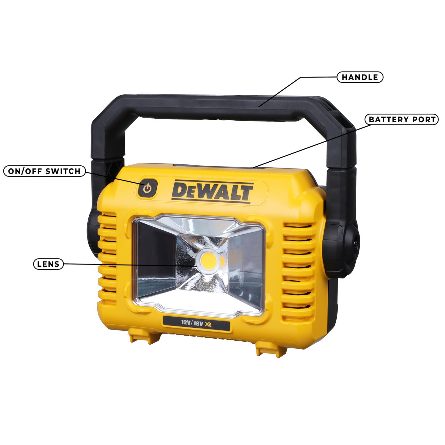 DEWALT DCL077 Battery-Powered Construction Light 2000 Lumen Building Site Light Bulb 3 Level Light Strength Setting