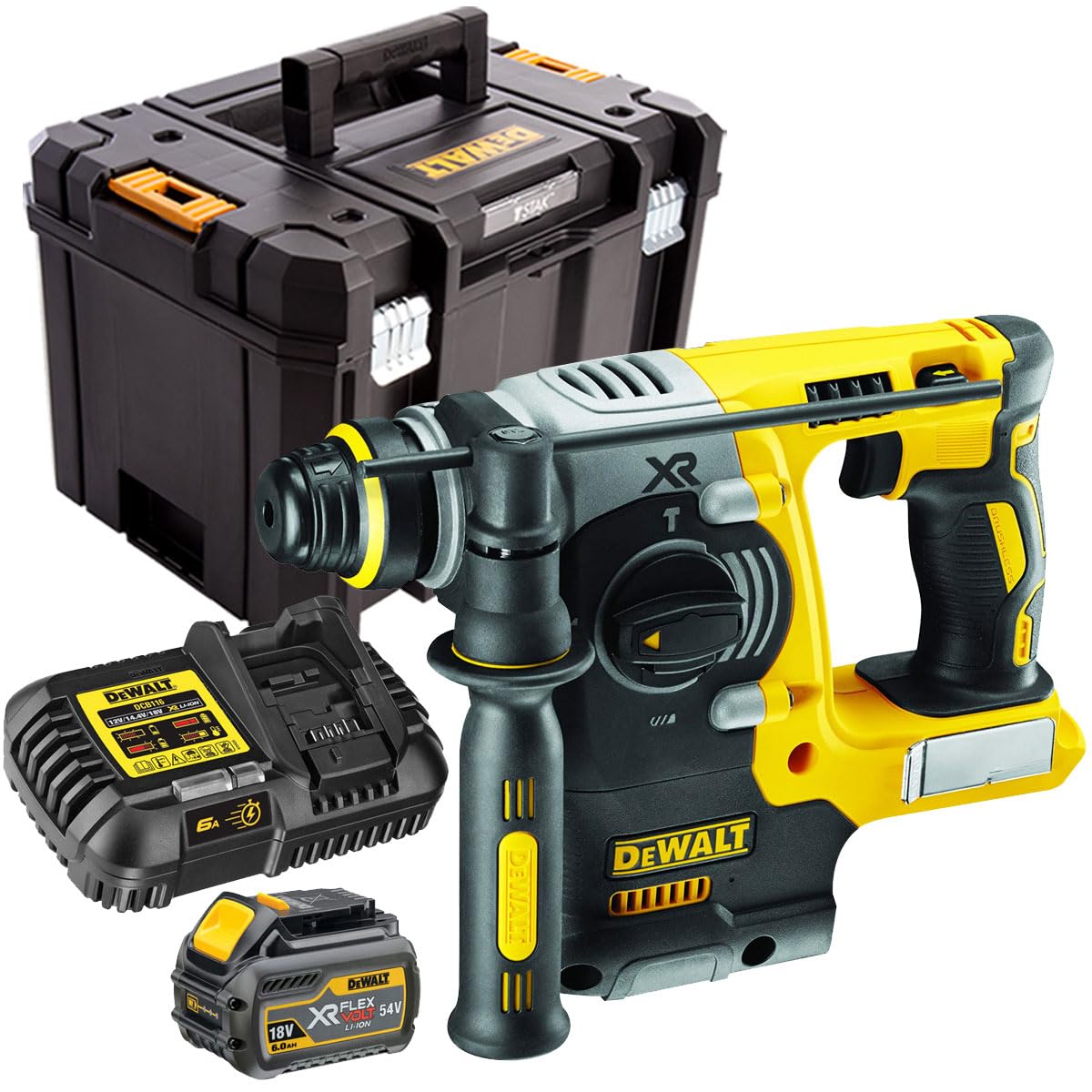 DeWalt DCH273T1 18V Brushless SDS+ Rotary Hammer Drill Kit with 1 x 6.0Ah Battery & Charger in Case - Powerful and Versatile Tool for Concrete, Brick, and Masonry, Dewalt Rotary Hammer