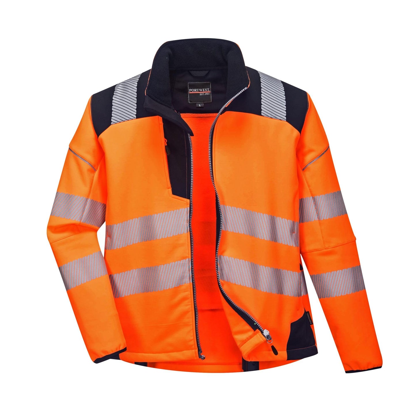 Portwest T402 Men's PW3 Hi Vis Safety Jacket - Windproof Water Resistant High Visibility Reflective Softshell Jacket Yellow/Black, XX-Large