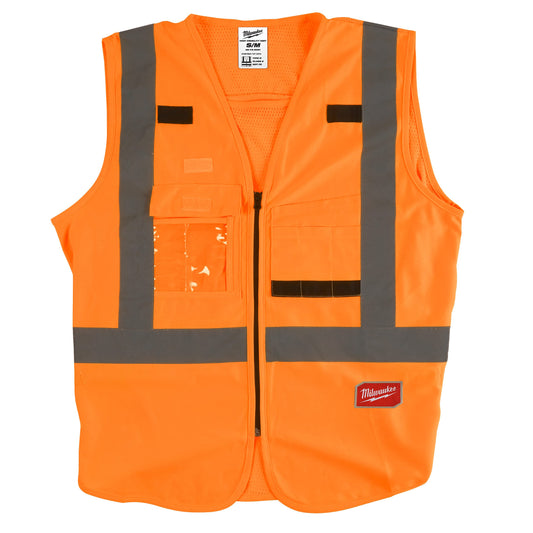 Milwaukee Hi Visibility Vest Orange 10 Pockets Size