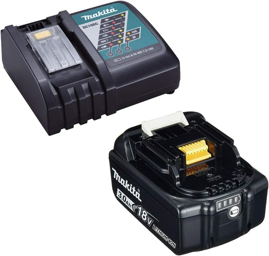 Makita 18V 3.0Ah LXT Lithium Battery BL1830 + DC18RC Fast Charger, Black