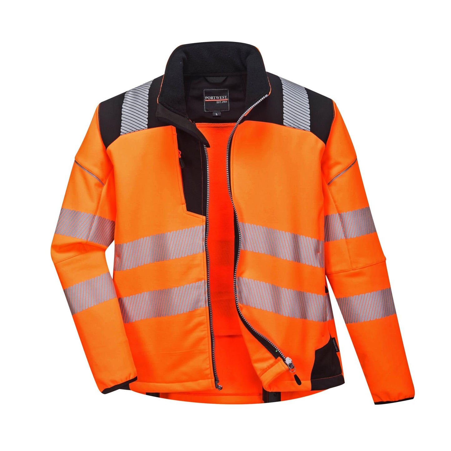 Portwest T402 Men's PW3 Hi Vis Safety Jacket - Windproof Water Resistant High Visibility Reflective Softshell Jacket Yellow/Black, XX-Large