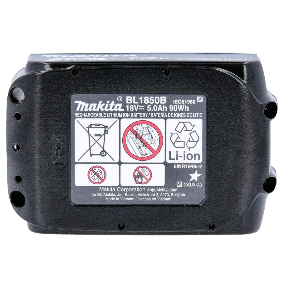 Makita Genuine BL1850B 18V 5.0Ah Battery Twin Pack for Makita DJR183Z, DJR185Z, DJV180Z, DJV181Z, DSS610Z, DSS611Z, DTD152Z, DTD154Z, DTM50Z, DTM51Z