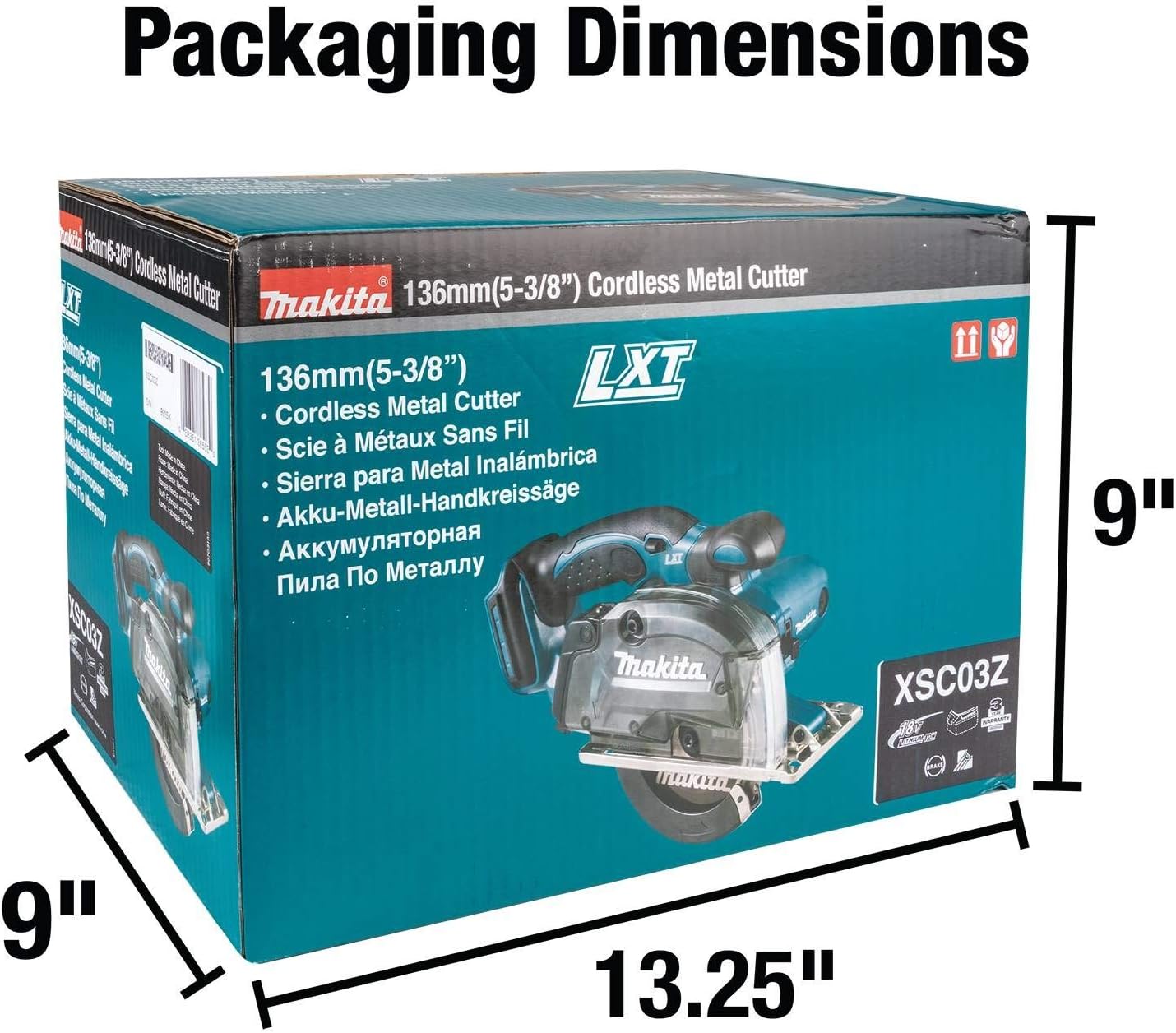 Makita XSC03Z 18V LXT Lithium-Ion Cordless 5-3/8" Metal Cutting Saw, with Electric Brake and Chip Collector, Tool Only