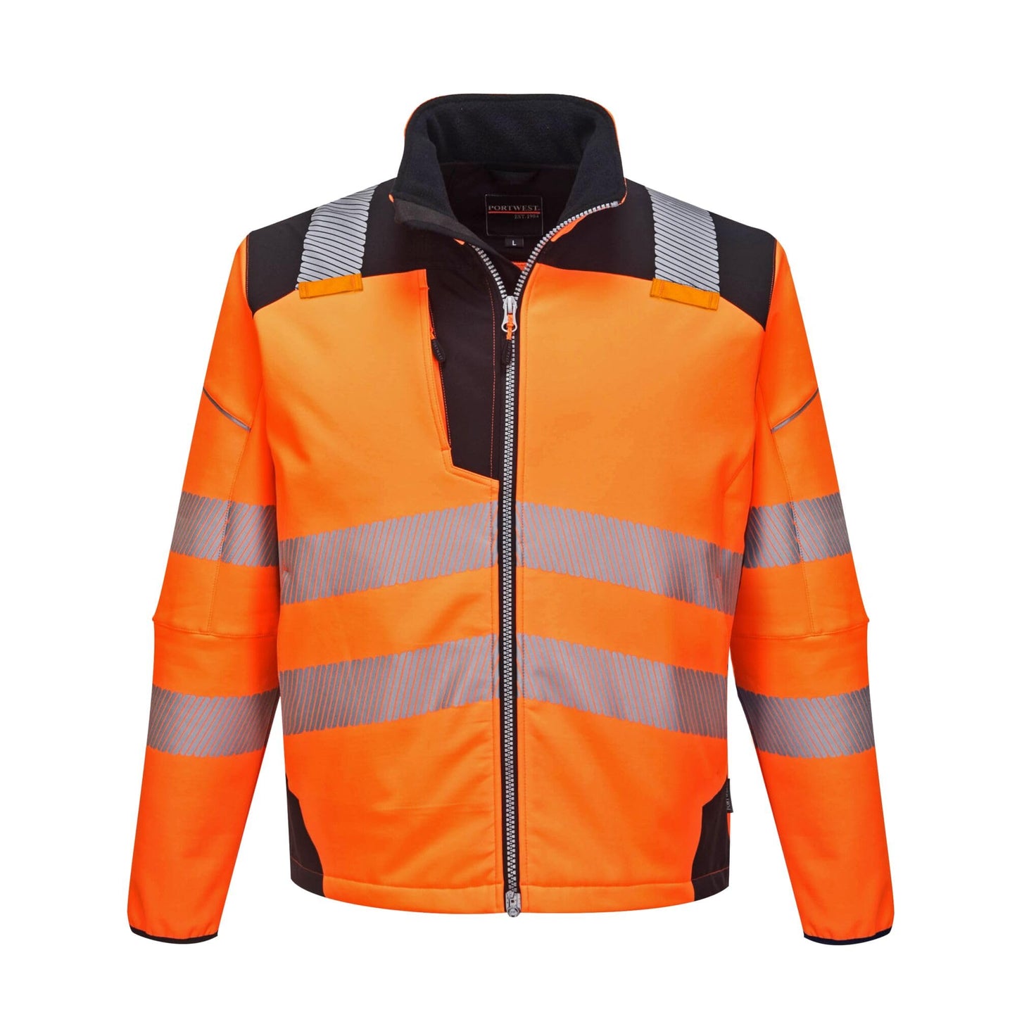 Portwest T402 Men's PW3 Hi Vis Safety Jacket - Windproof Water Resistant High Visibility Reflective Softshell Jacket Yellow/Black, XX-Large