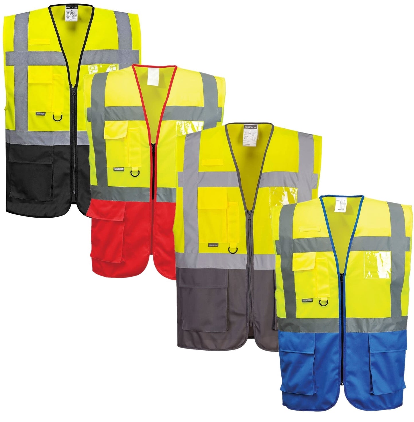 Portwest C476YRBL Warsaw Executive Vest, Yellow/Royal, L