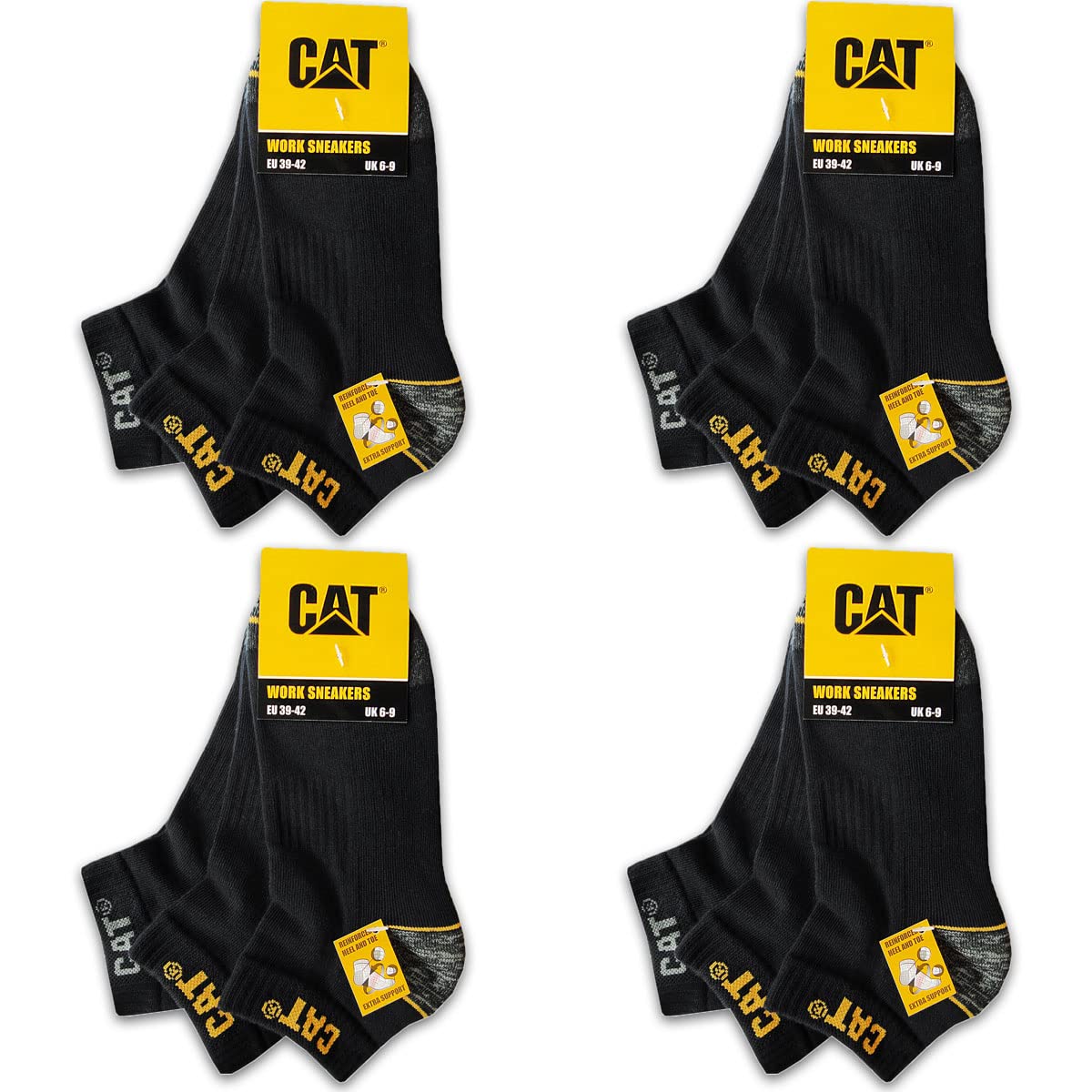 Caterpillar CAT WORK SNEAKERS 12 Pairs of Work Trainers, Work Socks, Socks, Stockings, Choice of Sizes 39-50