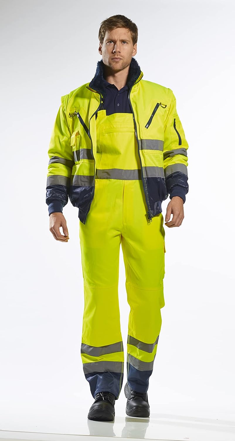 Portwest Men's Hi-Vis 3in1 Pilot Jacket, Yellow / Black, M