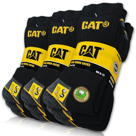 9 Pairs of CAT® Real Work Socks, Women's and Men's Work Socks, Business Socks, Stockings, Choice of Sizes 35-50