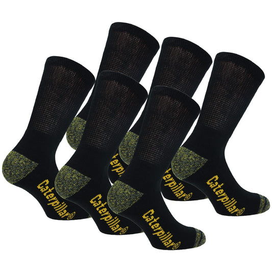 Caterpillar 6 Pairs Diabetic Work Socks, Better Circulation, Moisture Wicking, Non Binding, Reinforced Heel Toe, Cotton, Flat Toe