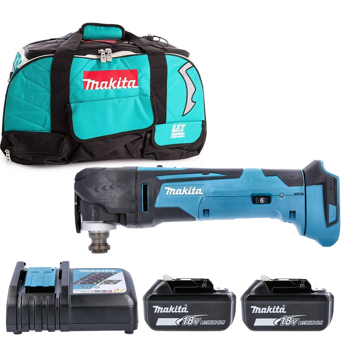 Makita DTM51Z 18v Multi-Tool Keyless + 2 x 5Ah Batteries, Charger & LXT400 Bag