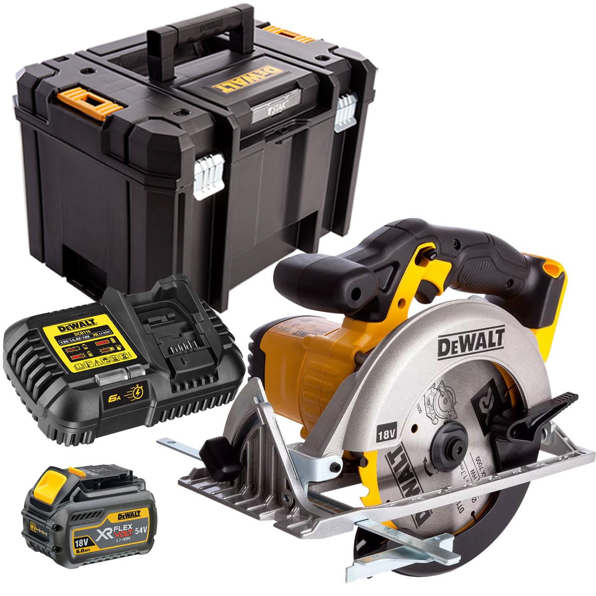 Dewalt DCS391T1 18V 165mm Circular Saw with 1 x 6.0Ah Battery & Charger in Case - Powerful and Durable, Dewalt Circular Saw, Cordless Circular Saw, Power Tools Combo Kits