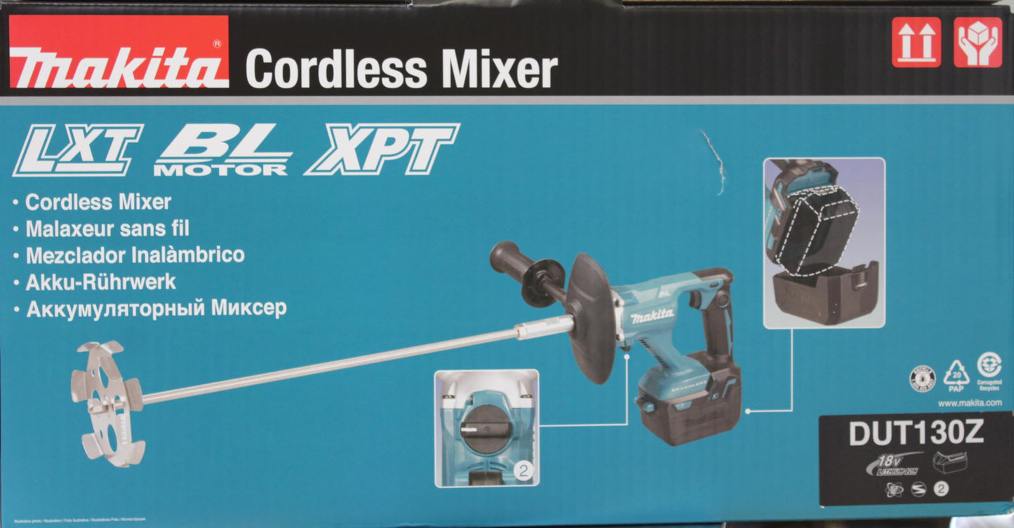 Makita DUT130Z 18V Li-Ion LXT Brushless Mixer Supplied in A Tool Bag - Batteries and Charger Not Included