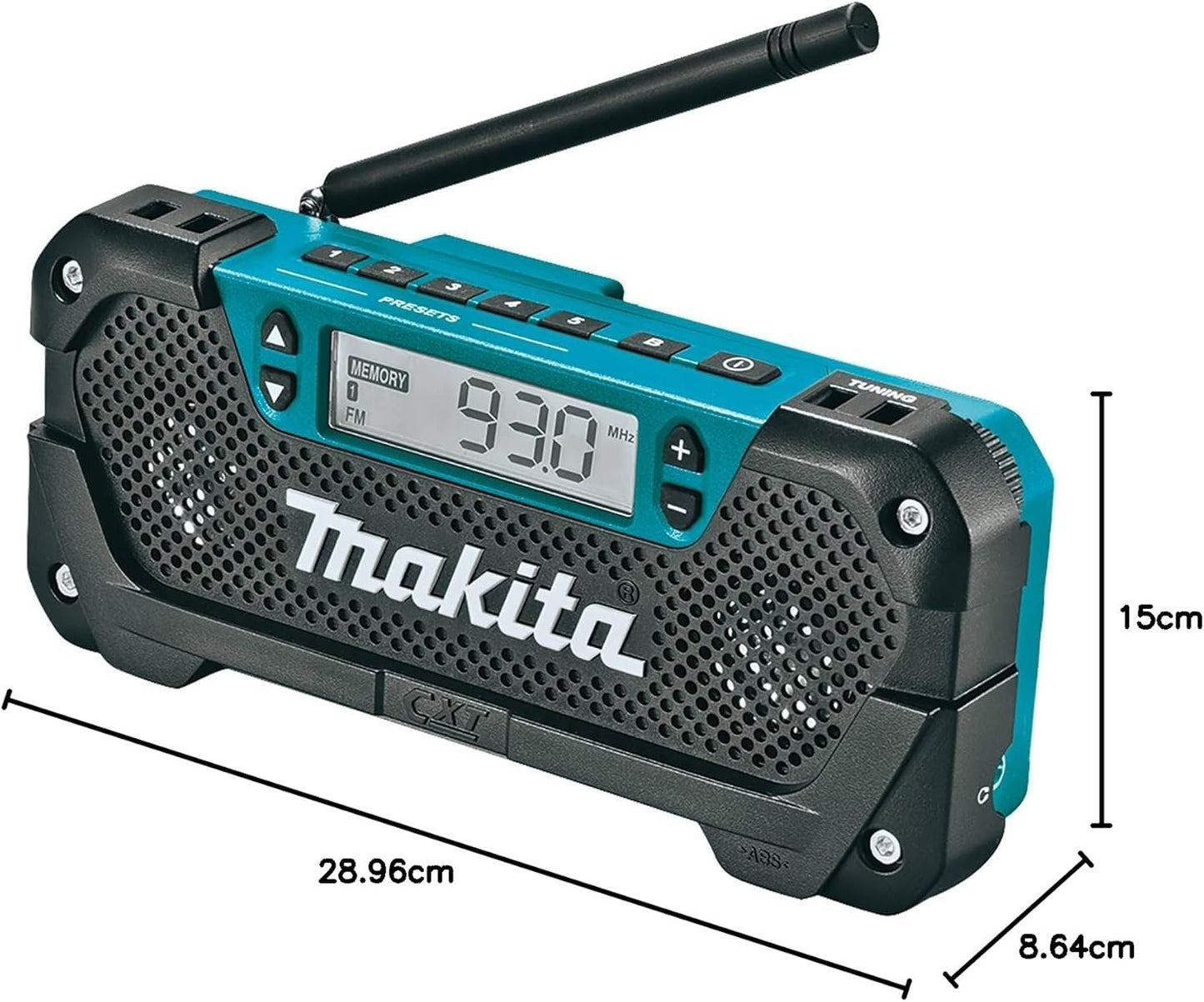 Makita RM02 12V max CXT Lithium-Ion Cordless Compact Job Site Radio, Tool Only