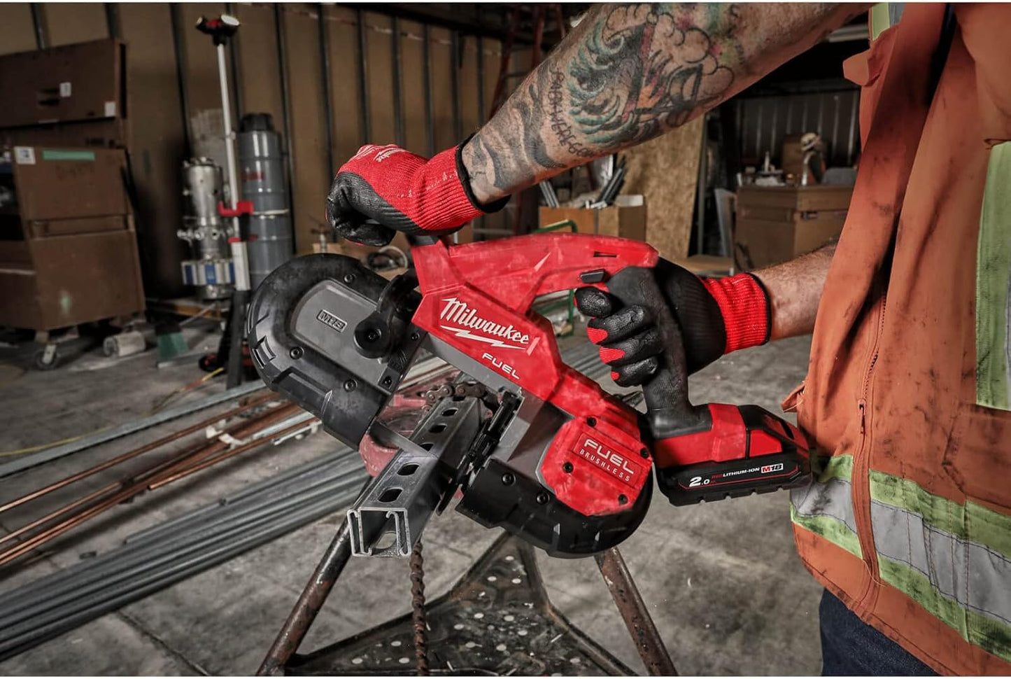 Milwaukee M18 FBS85 Fuel 18v Cordless Brushless Bandsaw 2 x 2ah Li-ion