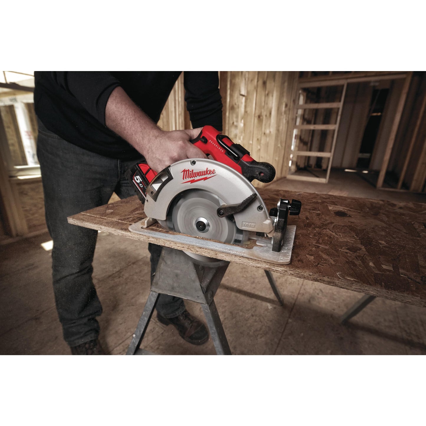 Milwaukee M18 CCS55 Circular Saw, 18.0V, without battery or charger, 18V, color red