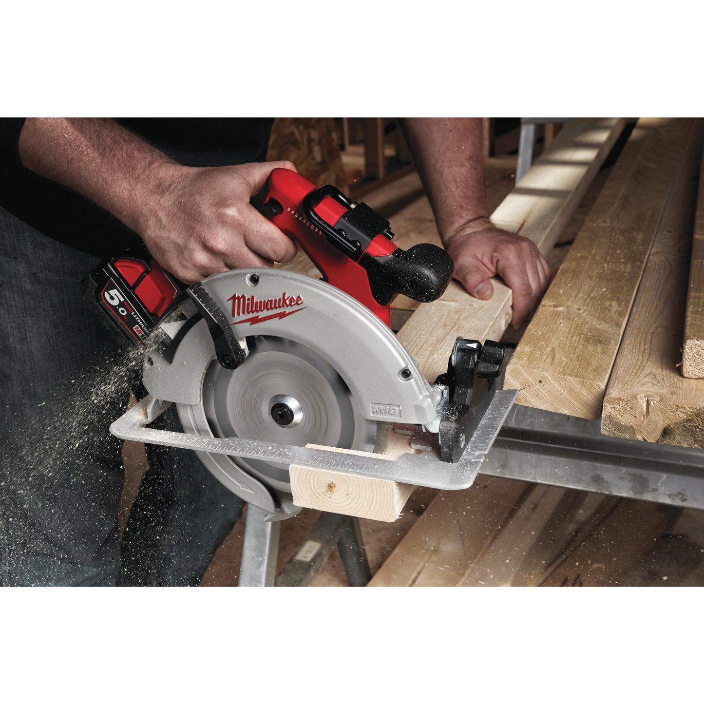 Milwaukee M18 CCS55 Circular Saw, 18.0V, without battery or charger, 18V, color red