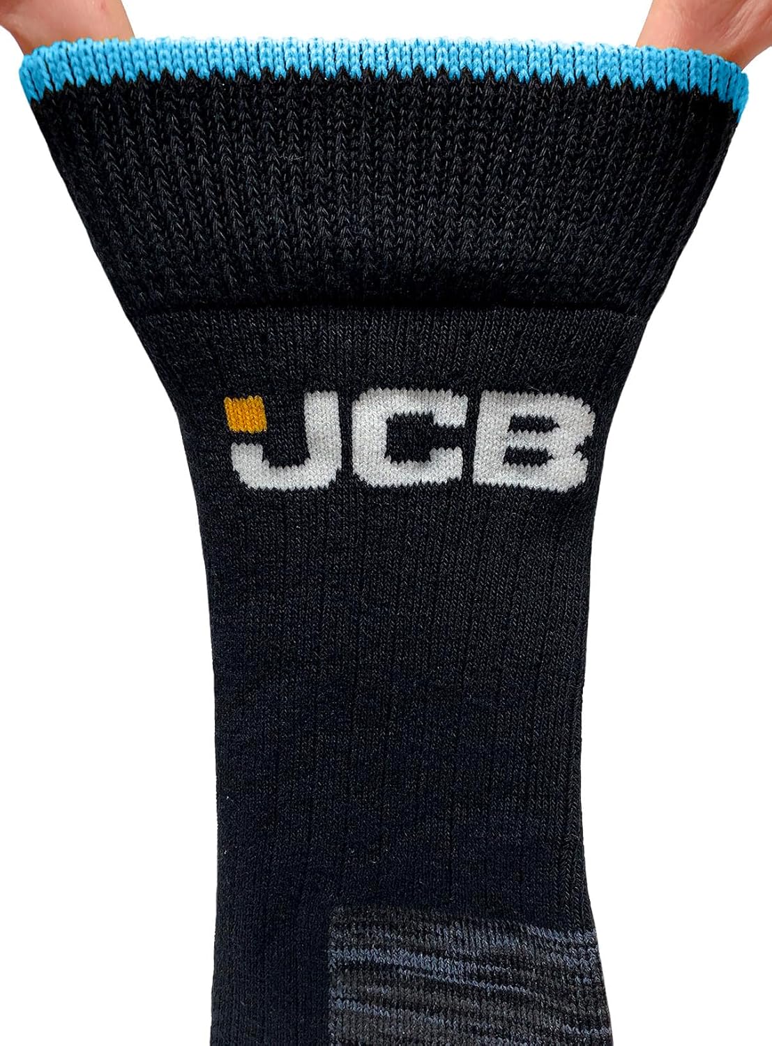 JCB - Mens Black High Vis Boot Socks | 3 Pairs | U.K. Size 6-11 | Technical Work boot Sock, Dry, Breathable, Durable & Moisture-wicking