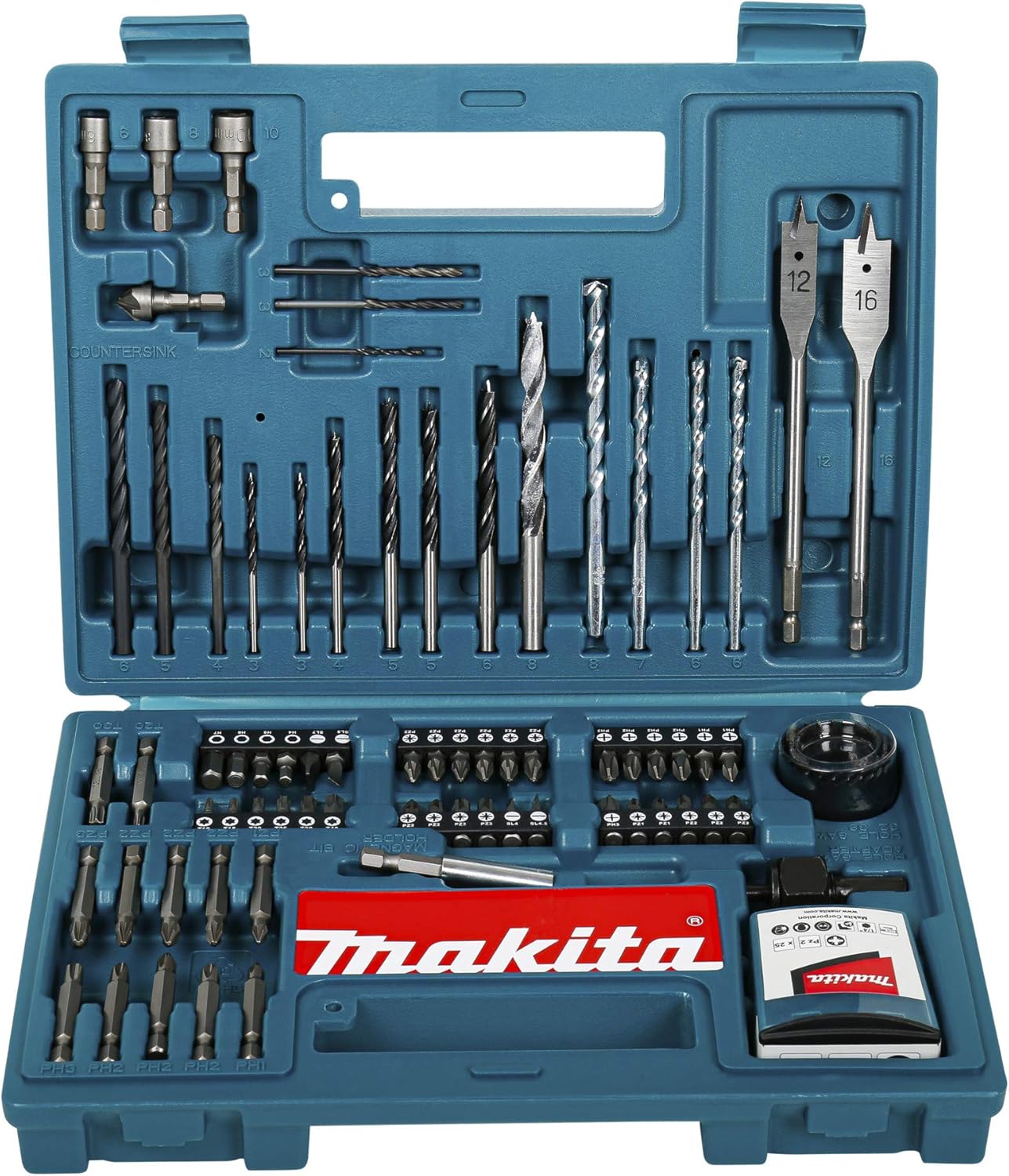 Makita B-53811 Drill & Screwdriver Bit Accessory Set (100 Piece), Multi-Colour, Set of 100