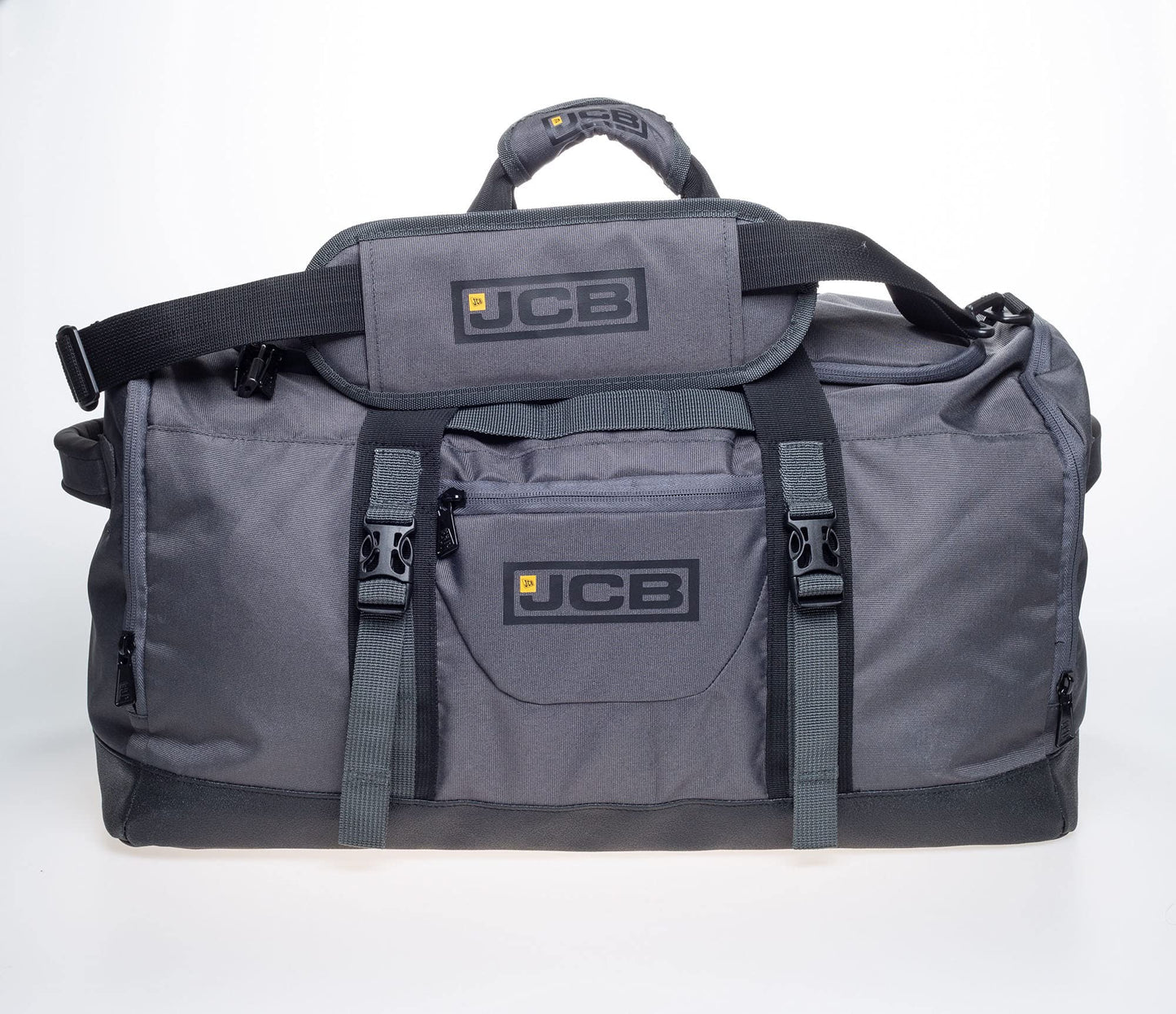 JCB - Duffle Holdall Bag, Grey - Water-Resistant Pu Base - Adjustable Shoulder Strap - 1,000 Denier Polyester - Maximum Capacity of 50 litres - Ideal Gym, Travel Or Overnight Bag