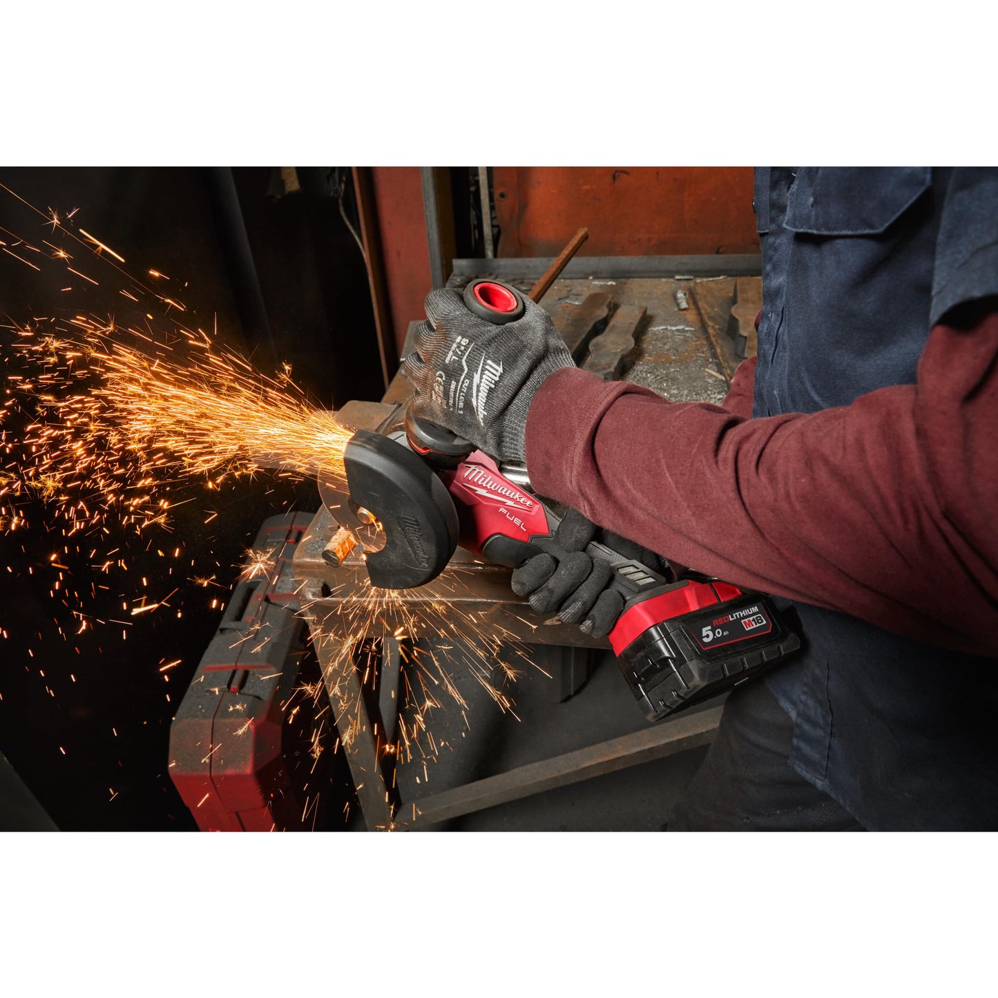 Milwaukee e x FSAG125X-0X M18 Fuel Angle Grinder 125 mm with Slide Switch, Red, 0