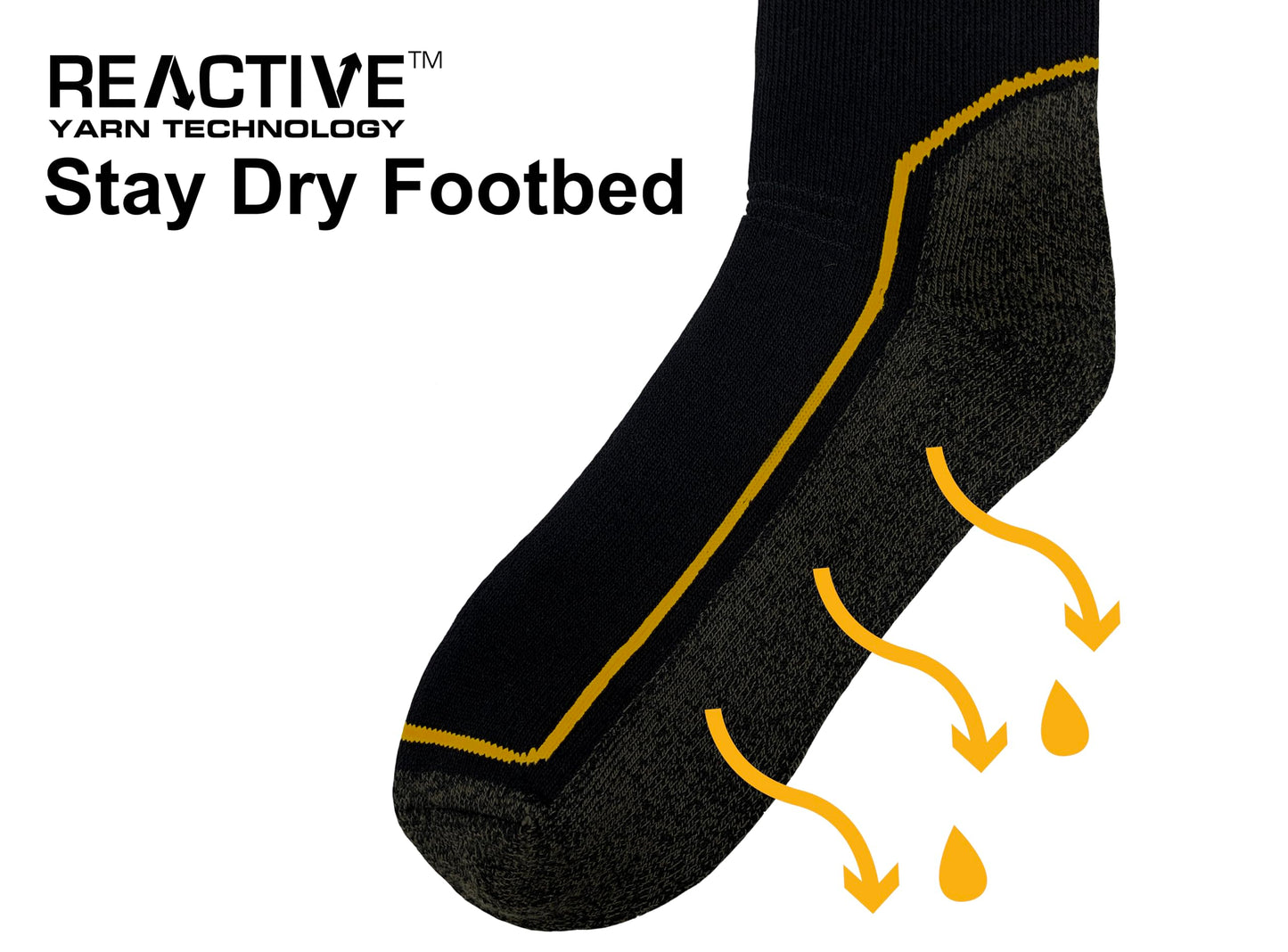 JCB - Men's Black Technical Welly Socks | 1 Pair | Men's Welly Boot Socks Reinforced Heels and Toes