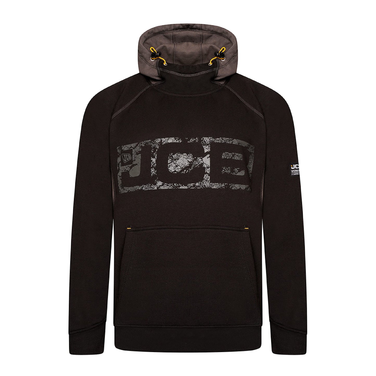 JCB - Horton Hoodie, Large - Made with 80% Cotton & 20% Polyester - Hoodies for Men Branding Details - Mens Clothes - Cordura Fabric Elbow Patches - 320gsm - Navy/Black