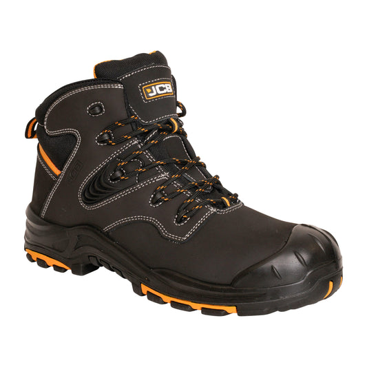 JCB - Black Action Nubuck Boot - Composite Midsole & Antistatic Properties - Safety Shoes Men Lightweight & Work Boots for Men - Size 8