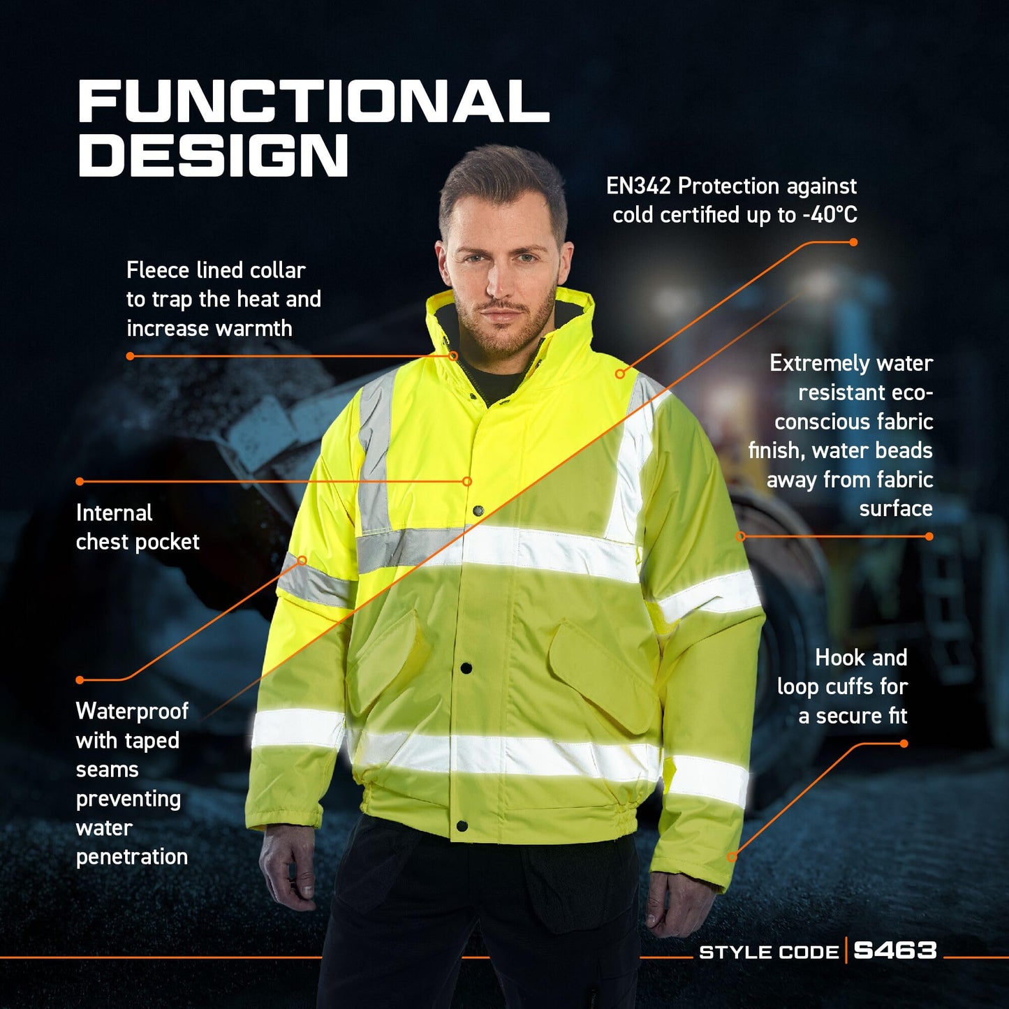 Portwest Men's Hi-vis Bomber Jacket (pack of 1)