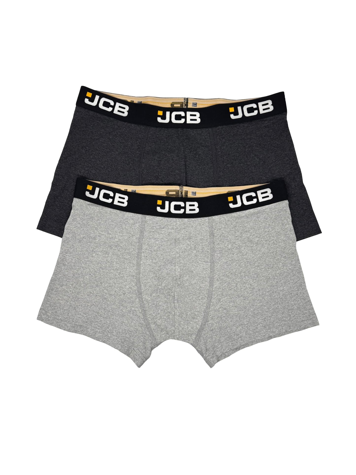 JCB Mens 2 Pack Recycled Cotton Rich Label Free Stretchy Trunks Everyday Boxer Shorts Underwear