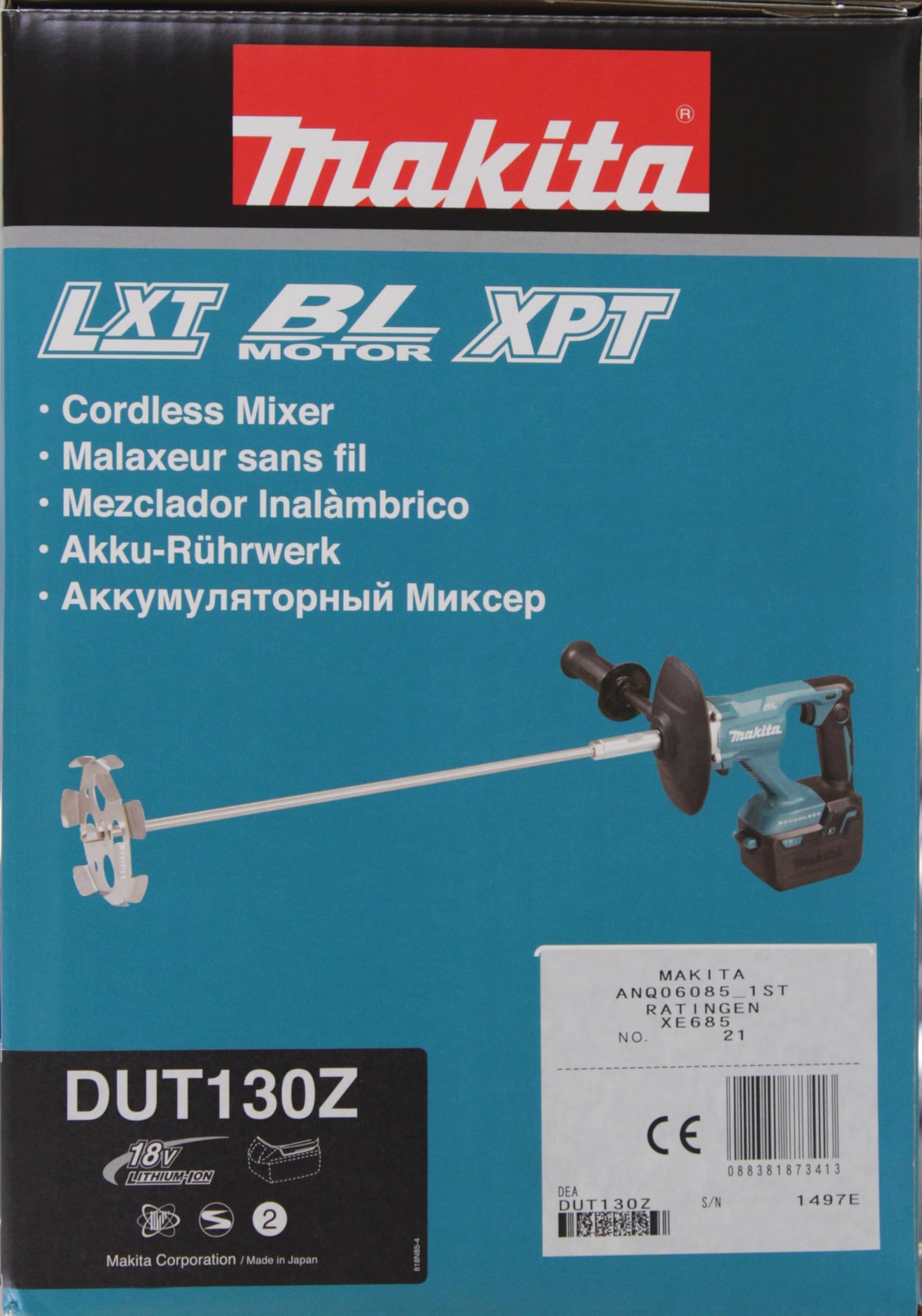 Makita DUT130Z 18V Li-Ion LXT Brushless Mixer Supplied in A Tool Bag - Batteries and Charger Not Included