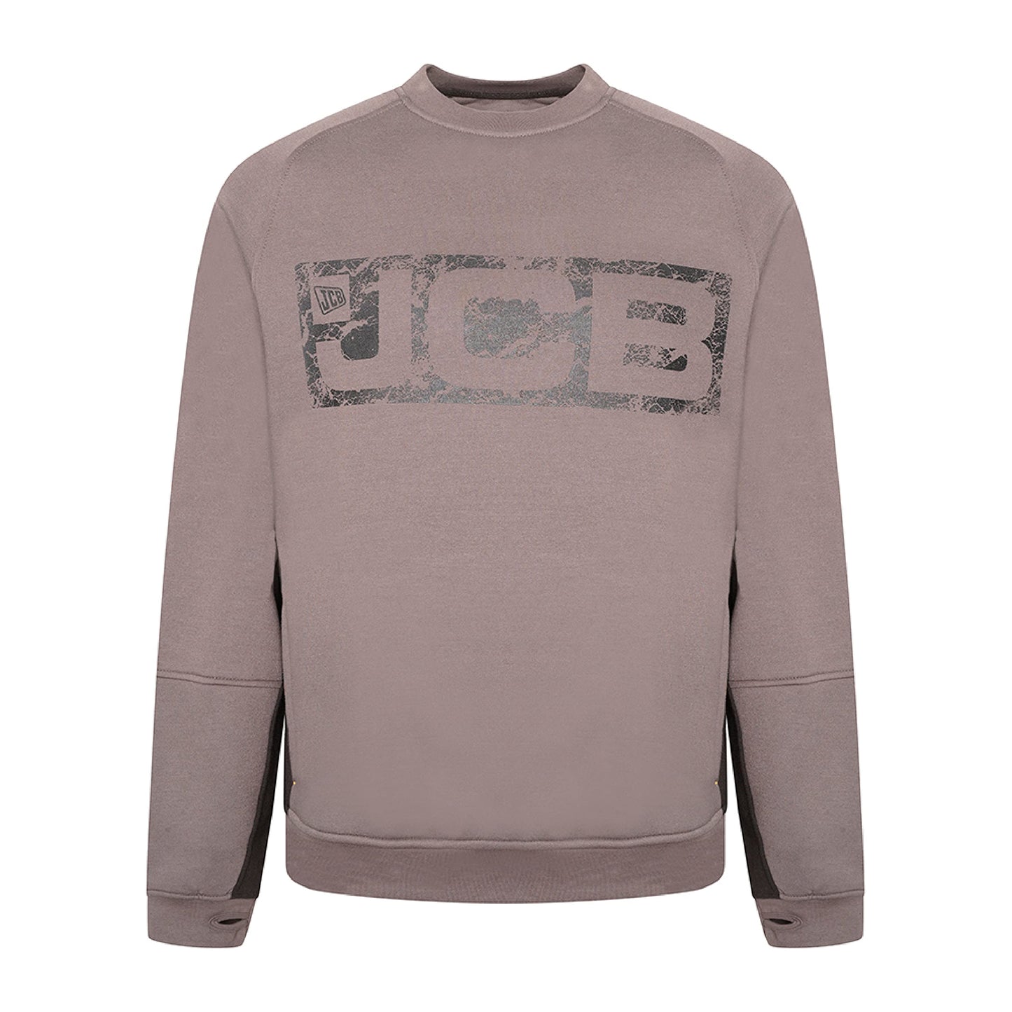 JCB - Trade Crew Sweatshirt Made with 80% Cotton & 20% Polyester Men's Jumpers Branding Details Cordura Fabric Elbow Patches Mens Clothes 320gsm