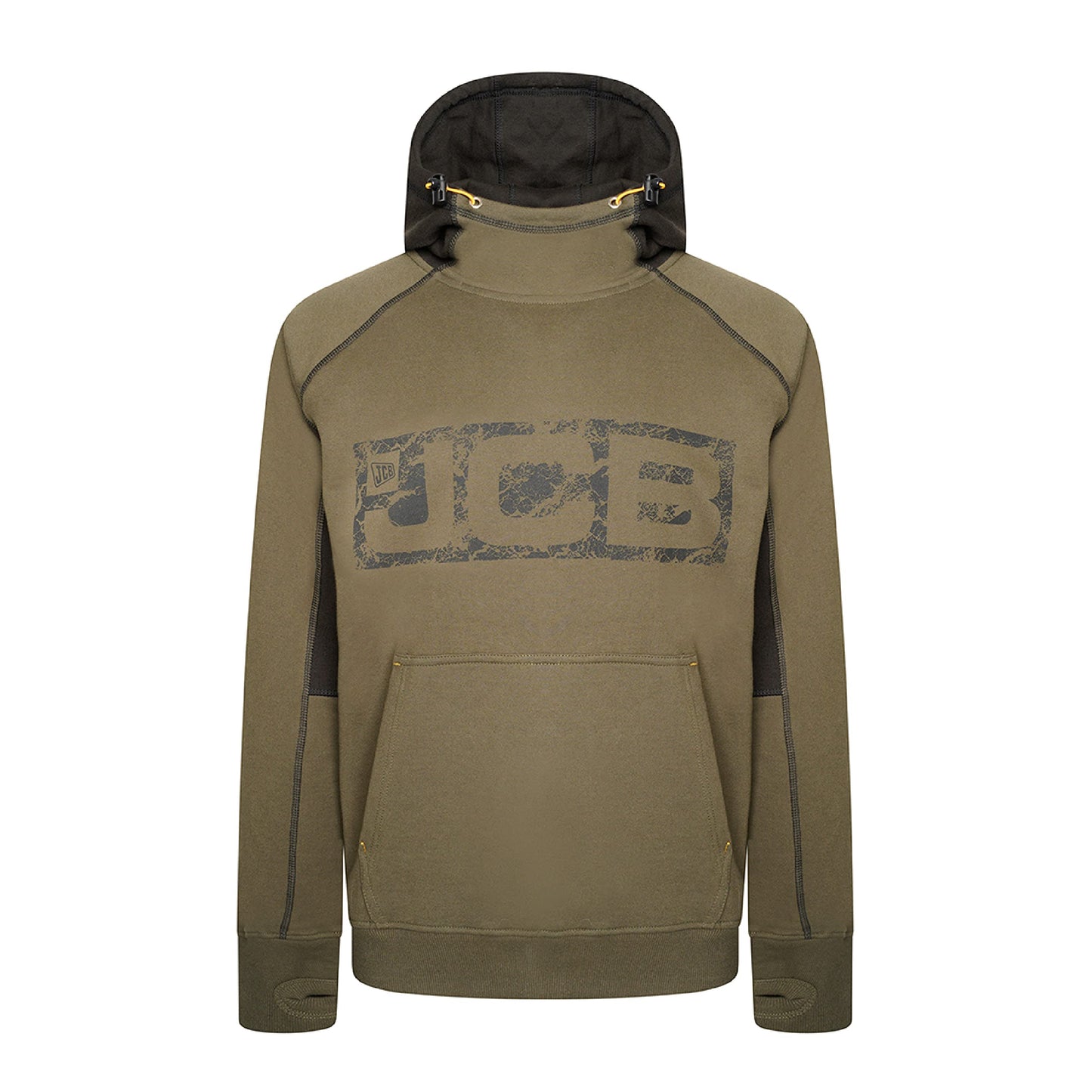 JCB - Horton Hoodie, Large - Made with 80% Cotton & 20% Polyester - Hoodies for Men Branding Details - Mens Clothes - Cordura Fabric Elbow Patches - 320gsm - Navy/Black