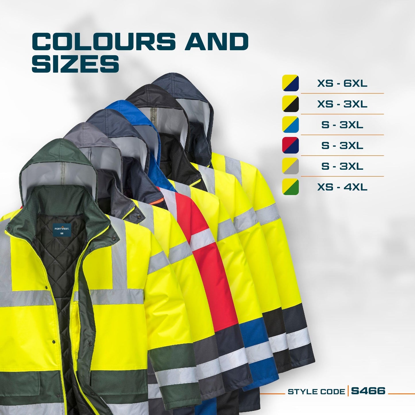 Portwest S466 Waterproof Hi-Vis Contrast Winter Traffic Jacket Yellow, Large