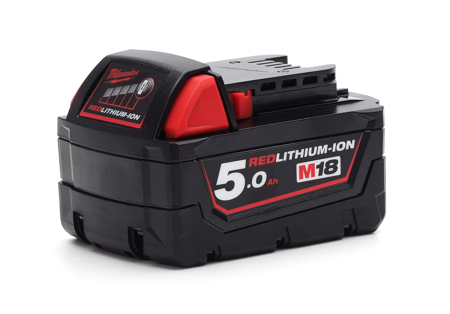 M18 B5 REDLITHIUM-ION™ Slide Battery Pack 18V 5.0Ah Li-ion, Black & M12-18FC M12-M18 Multi Fast Charger, 230 V, One Size