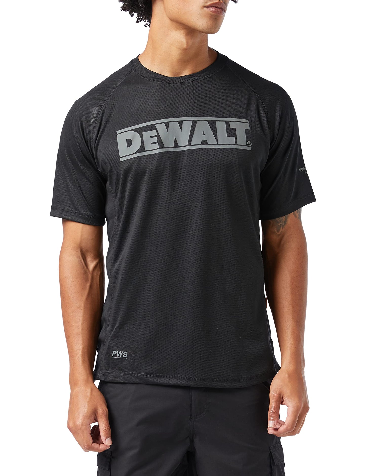 DEWALT Easton M Easton Black PWS Performance T-Shirt, Size M Bundle Beanie Beanie Grey Hat, One Size