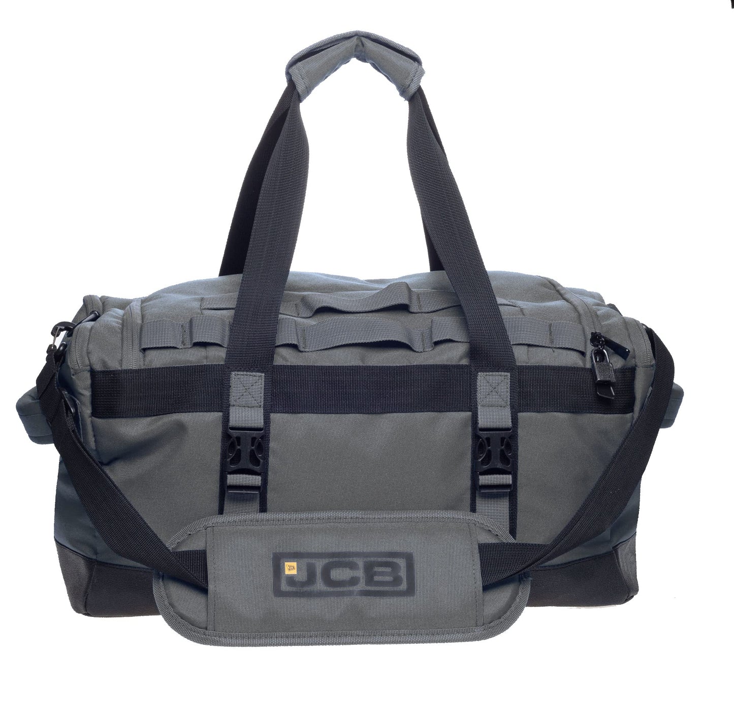 JCB - Duffle Holdall Bag, Grey - Water-Resistant Pu Base - Adjustable Shoulder Strap - 1,000 Denier Polyester - Maximum Capacity of 50 litres - Ideal Gym, Travel Or Overnight Bag