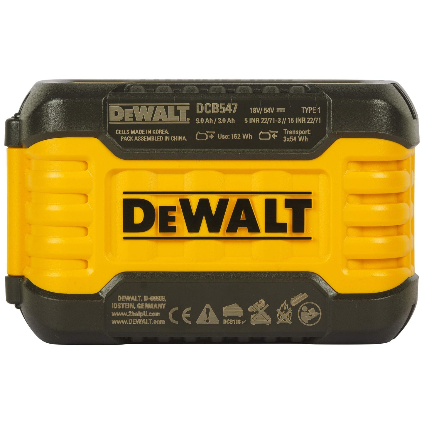 Dewalt DCB547-XJ XR Flex Volt Battery, 18 V, Yellow/Black, 9 A