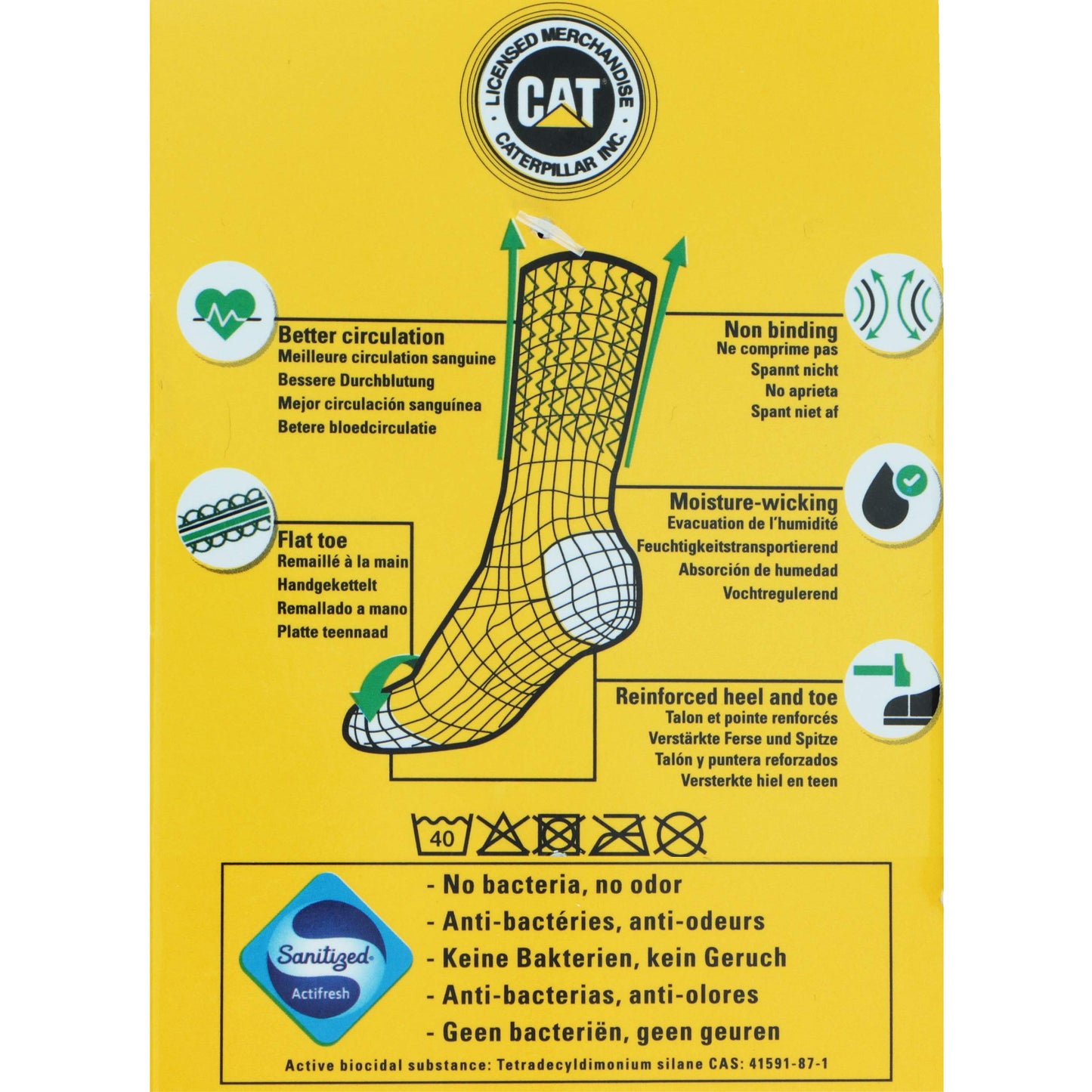 Caterpillar 6 Pairs Diabetic Work Socks, Better Circulation, Moisture Wicking, Non Binding, Reinforced Heel Toe, Cotton, Flat Toe